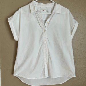 Vineyard Vines 100% Cotton White Short Sleeve Half Button Down Size 10